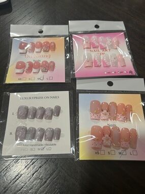 Assorted Press-On Nail Sets - Pink, Blush, Mauve, Glitter